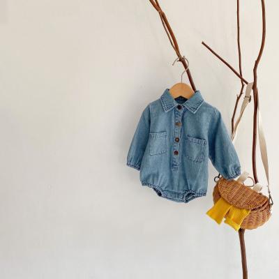 China PP92496 Breathable Spring Toddler Kids Boys Newborn Infant Rompers Denim Clothing Unisex Casual Outfits for sale