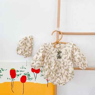 China Fall Autumn Breathable Flower Ruffles Newborn Baby Kids Rompers With Hat Toddler Boys Overalls PP62009036 for sale