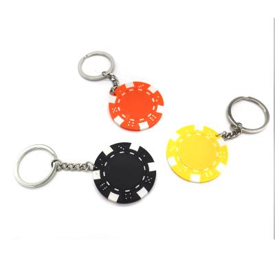 China Promotional Wholesale Plastic Poker Chip Key Ring Jeton Key Chain Round Shaped Key Chain for sale