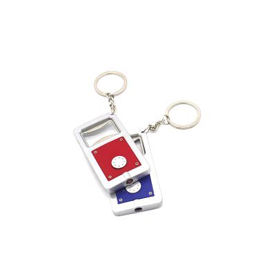 China New 2020 LED Key Chain Light Bottle Opener Promotion Style Key Chain Bottle Opener ABS Plastic Bottle Opener Key Chain Square for sale