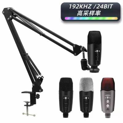 China USB Microphone OEM PC Computer Podcast Recording Studio Condenser Microphone with Shock Mount Arm Scissor Stand for sale