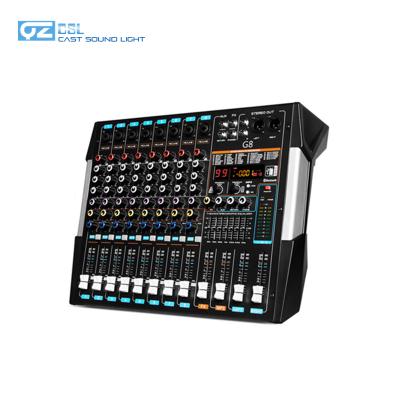 China Professional MP3 + SD Card System 8ch 500W* 2 Karaoke DJ Audio Mixer With USB for sale