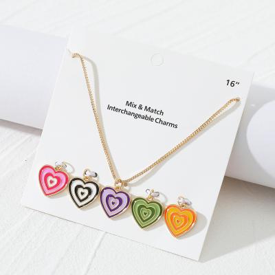 China Cute Stand Necklace Nnovelty Cartoon Kids Jewelry Necklace Heart Changeable DIY Charm Pendant Necklace for sale