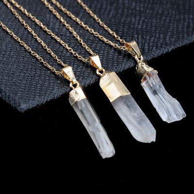 China CLASSIC natural irregular hexagonal quartz crystal stone pendant necklace for sale