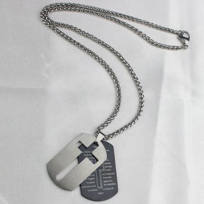 China New Arrivals Stainless Steel Shining Open Cut Square Jesus Cross Plate Pendant Necklace For Men for sale