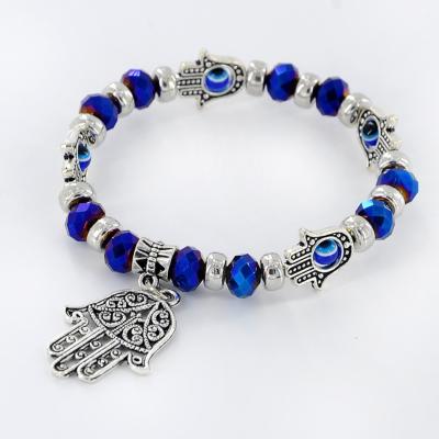 China Fast delivery Turkish palm demon eye glass beaded European and American popular wild bangle bracelet for sale