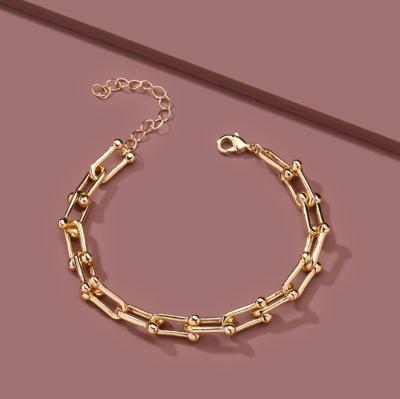 China Gold Metal Chain Link Bracelets Neo-Gothic Chunky Link Chain Bracelet for sale