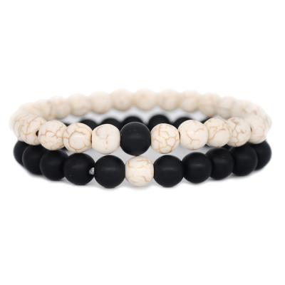 China New Fashion Vintage Beaded Yin Yang Bead Bracelets Bangles Bracelet Simple Classic Round Women Men for sale