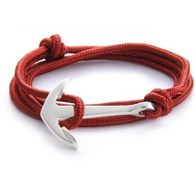 China Hiphop Anchor Nautical Men's Handmade High Quality Cool Nylon Hook Rope Anchor Bracelet for sale