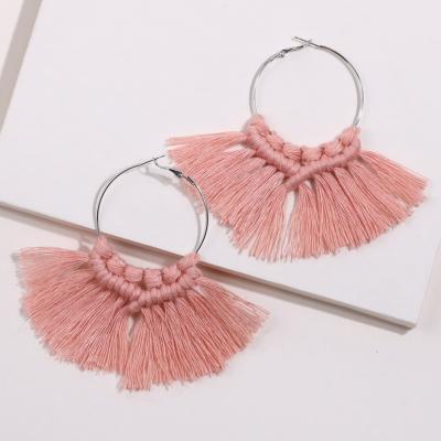 China BOHEMIA OEM Factory Fashion Bohemian Propeller Shaped Tassel Handmade Woven Bohemian Earrings for sale