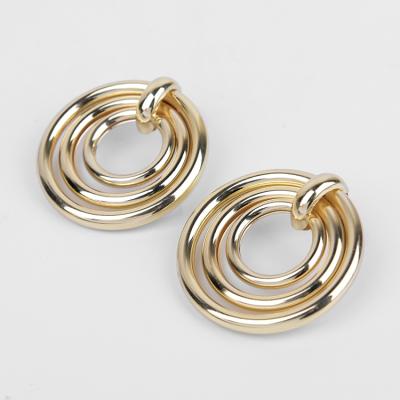 China Charm Africa Jewelry Multilayer Gold Plated Cavity Circle Brass Circle Stud Earring For Women for sale