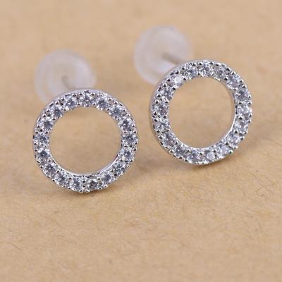 China Classic Fashion Mini Hoop Cubic Zircon 925 Sterling Stud Earring For Girl's Silver Party for sale