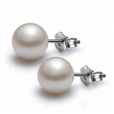 China Classic 100% Natural Freshwater Jewelry 925 Sterling Silver Stud Earrings For Girls&Women Pearl Earring for sale