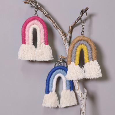 China Multicolor Macrame Tassel Cotton Fabric Rainbow Main Chain Accessories for sale