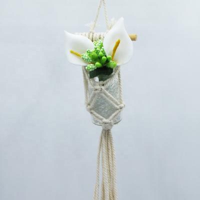 China Factory Natural White Hanger Rope Tassel Macrame Cotton Key Chain for sale