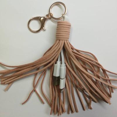 China New USB Tassel Key Chain Charger Key Chain New USB Tassel Charger Key Chain Leather Bag Charm for sale