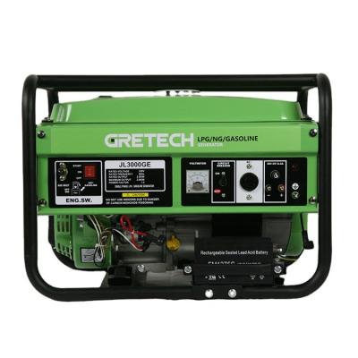 China GRETECH 3KW Single Phase Alternator Electric Portable Generators with Wheels and Handles Kit 15L for sale