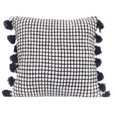 China Knit Bohemia Pillow Cover With Pompom Tile Nordic Decorative Pillow 18x18 Cotton Polyester Cushion Cover for sale