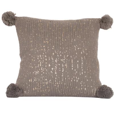 China Knit Square Cushion Wholesale Solid Colors Home Decoration Cushion Covers Pom Pom Boho Style Pillow Case for sale