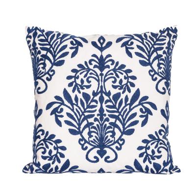 China Vintage Sofa Couch Embroidery Polyester Cotton Decorative Embroidery Pillow Cover Living Room Decor Vintage Home Space Leaf Geometric Striped for sale