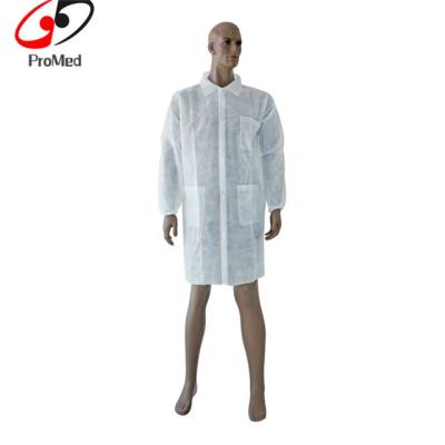 China Comfortable High Quality Polypropylene Spunbond Disposable Laboratory Clothing Lab Coat for sale