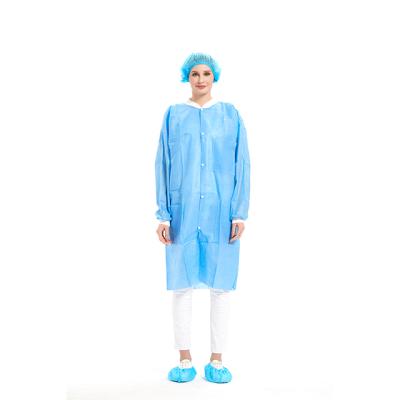 China High Quality Comfortable Breathable Nonwoven Disposable Visitor Lab Coat for sale