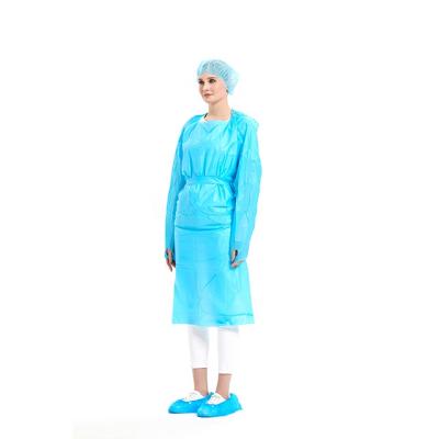 China Wholesale Eco-Friendly Isolation Gown CPE Gowns Disposable Isolation Gown CPE Developed Apron With Long Sleeves for sale