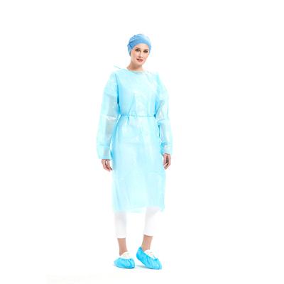 China Comfortable Isolation Non Woven Polypropylene Disposable Raincoat With Knitted Cuffs for sale