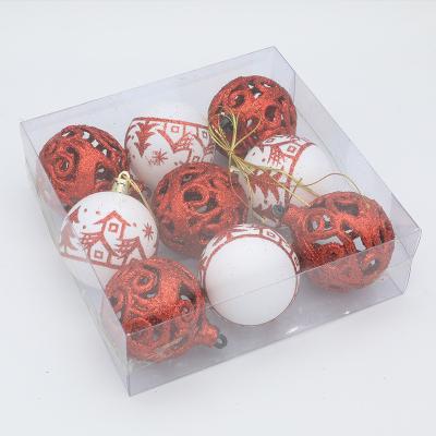 China Customizable Popular Holiday Celebration Gift Tree Decorative Pendant Hollow Painted Christmas Ball for sale