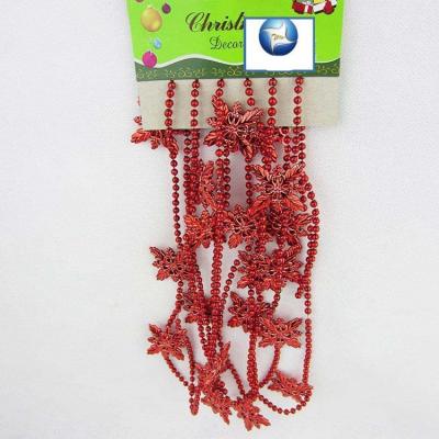 China Customizable Wholesale Customization New Plastic Plated Irish Christmas Tree Polygonal Leaf Bead Pendant Chain for sale