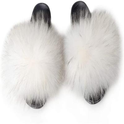 China 2020 Fashion Trend Colorfu Wholesale Cheap Women's Slippers RACCOON Fur Cross Gather Hot Ladies Slippers Wholesale for sale