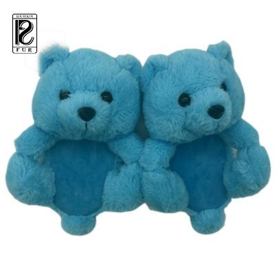 China Plush Teddy Bear Slippers New Style Plush Teddy Bear Slippers Wholesale Fuzzy Plush Bedroom Slippers for sale