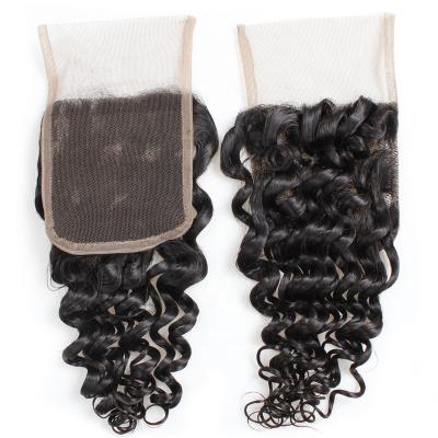 China Natural Deep Wave Frontal Deep Closure Lace Tape In Hair Extension Free Part 4x4 Extension Hair for sale