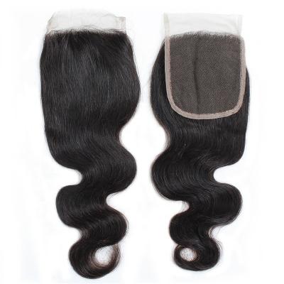 China Black Body Wave Hair Extensions 4x4 Lace Up Body Wave Frontal Closure Piece Free Tape Hair Extensions for sale