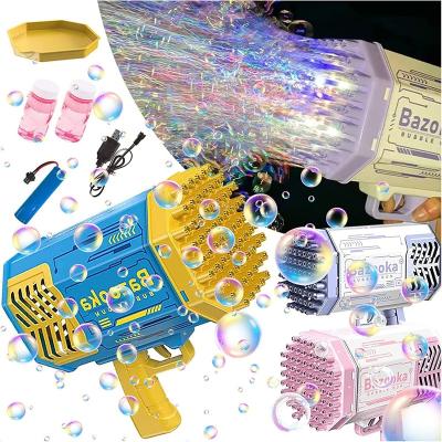 China Outdoor Game Game Factory Outlet Summer Types All Automatic Bubble Maker Gatling Bazooka Bubble Machine 64 69 88 Hole Bazooka Bubble Gun for sale