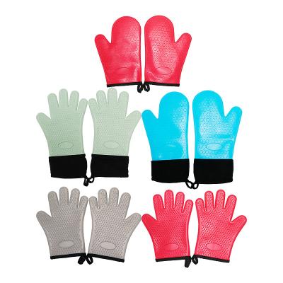 China Wholesale Custom High Temperature Eco-friendly Resistance Kitchen Cooking Barbecue Double Insulation Silicone Gloves Oven Baking Glove for sale