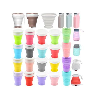 China Factory viable wholesale all types travel easy to carry collapsible folding mug silicone water cups for sale