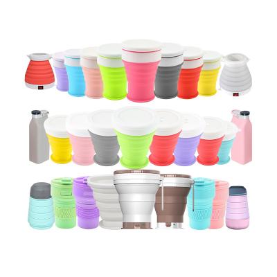 China Factory viable wholesale all types collapsible with lid travel coffee cup silicone collapsible coffee mug for sale