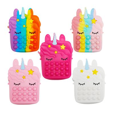 China Other Children Toss Bubble Toy School Bags Sling Bag Big Jumbo Unicorn Jumping Bag Coin Purse for sale