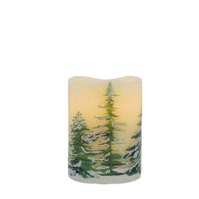 China New Christmas Tree Paste Water Model Battery Powered Warm Yellow On-Off Christmas Electronic Candle Light Christmas Decoration for sale