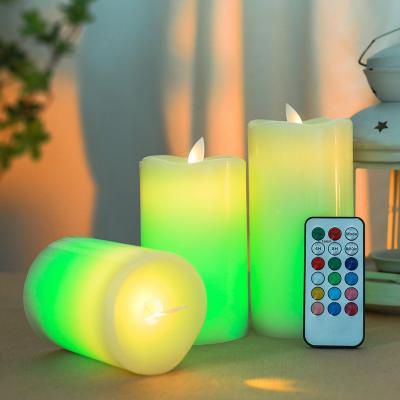 China Paraffin Swing 18 LED Flat Mouth Battery Operated Head Remote Control True 3D Wave Candle Lamp Flameless Yellow Light Paraffin Party Bar Wedding Decoration for sale