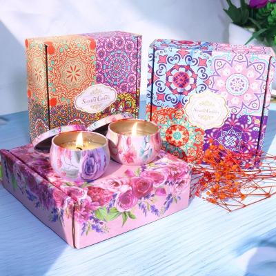 China Handicraft Luxury Unique Wholesale Gift Box Dried Flower Scented Candle Luxury Soy Wax Candles in Aluminum Jar for sale