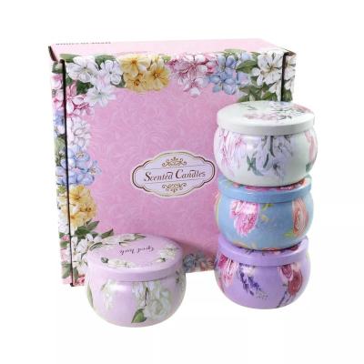 China Tin Can Smokeless Soybean Wax Plant Essential Oil Perfume Valentine Gift Immortal Flower Scented Single Luxury Candle for sale