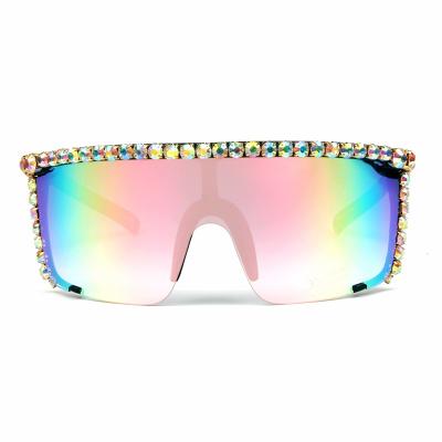 China Fashion Sunglasses Fashion Sellers Oversized Half View Mirror Shading Glass River Women Bling Sun Glasses 19029 for sale