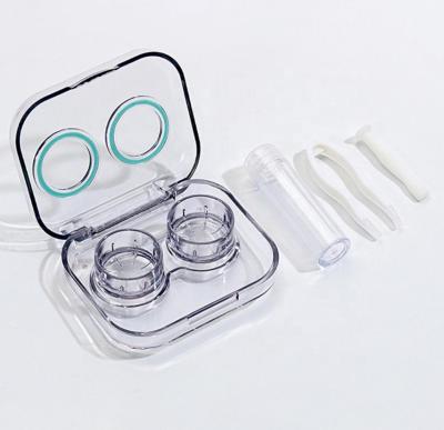 China Home Use Display Boxes Full Contact Lens Case Transparent Portable Simplicity Integrated Mini Contact Lenses Case 002 for sale