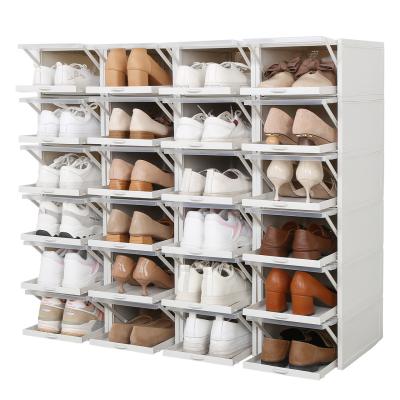 China Drawer Drawer Type Pull Out Shoe Box Open Door Shoe Storage Box PP Regular Transparent Stackable Plastic Shoe Cabinet for sale