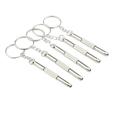 China Factory direct sales eyeglasses repair multi-function tool glasses screwdriver screwdriver portable key chain 3 in 1 for sale