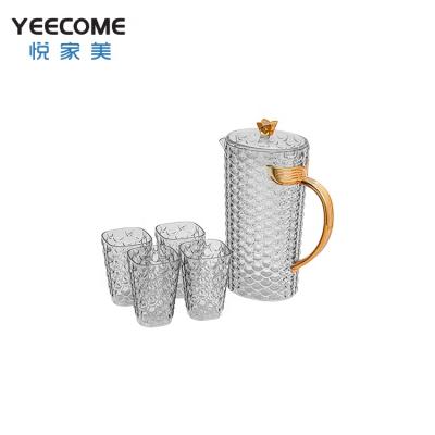 China Viable Wholesale Transparent Shiny Plastic Kettle Drinkware Yeecome Clean Brand Fish Scale Water Jug With 4 Cups for sale