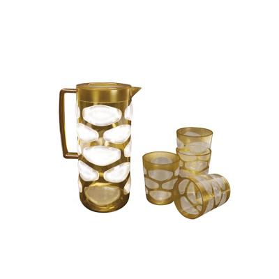 China Viable Shining Water Jug Set PS Jug Drinkware Daily Life Use Clear Plastic Water Jug With 4 Cups for sale