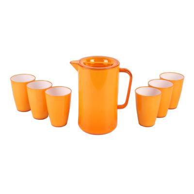 China Sustainable Use Drinkware 2L Cold Water Jug Easy To Clean Upright Jug Plastic Water Jug With 6 Cups for sale